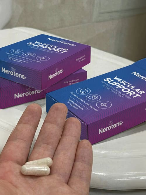 Nerotens+ kapszulák és termékdobozok